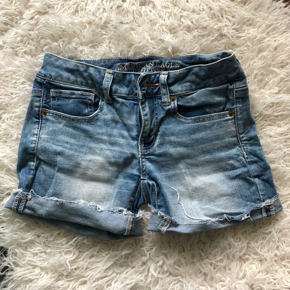 AE midi super stretch jean shorts